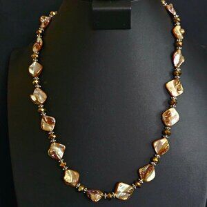 Shell, Fire-polished Czech Glass Sterling Silver Necklace